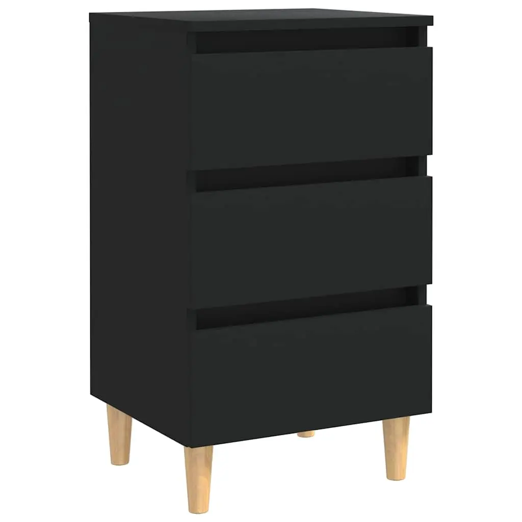Bedside Tables 2 pcs Black Bed Cabinets Nightstands Solid Wood Legs 40x35x69cm