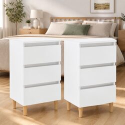 Set of 2 Stylish High Gloss White Bedside Tables