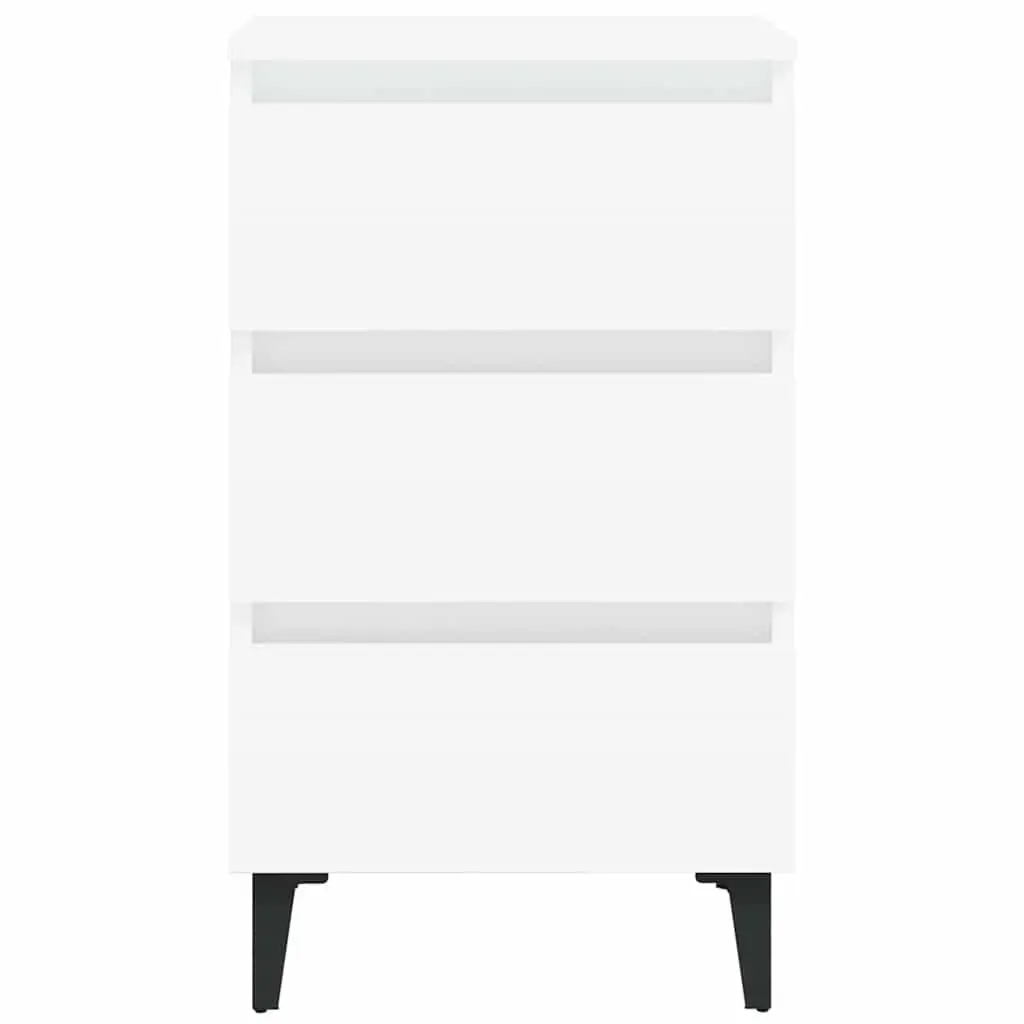 Bedside Table White 40x35x69 cm Metal Legs 2 Piece