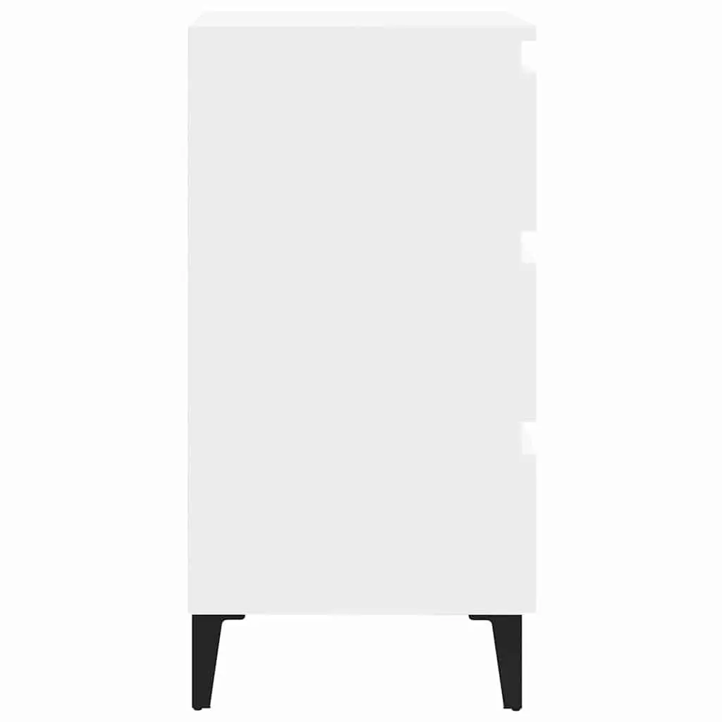 Bedside Table White 40x35x69 cm Metal Legs 2 Piece