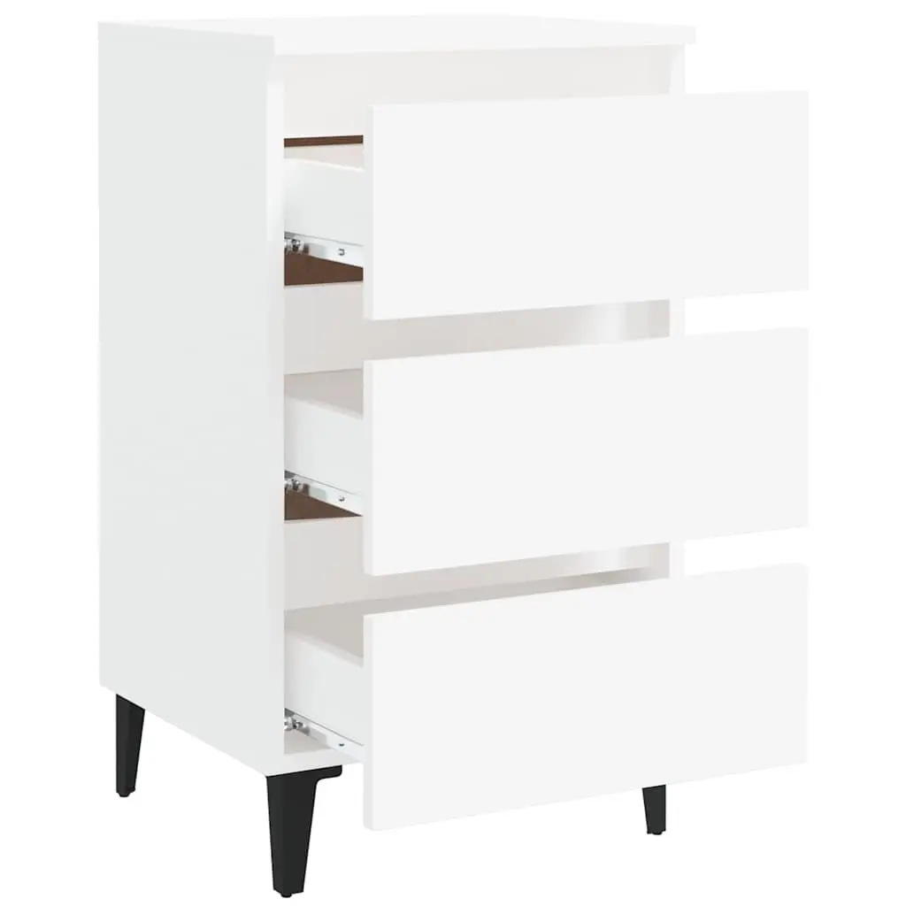 Bedside Table White 40x35x69 cm Metal Legs 2 Piece