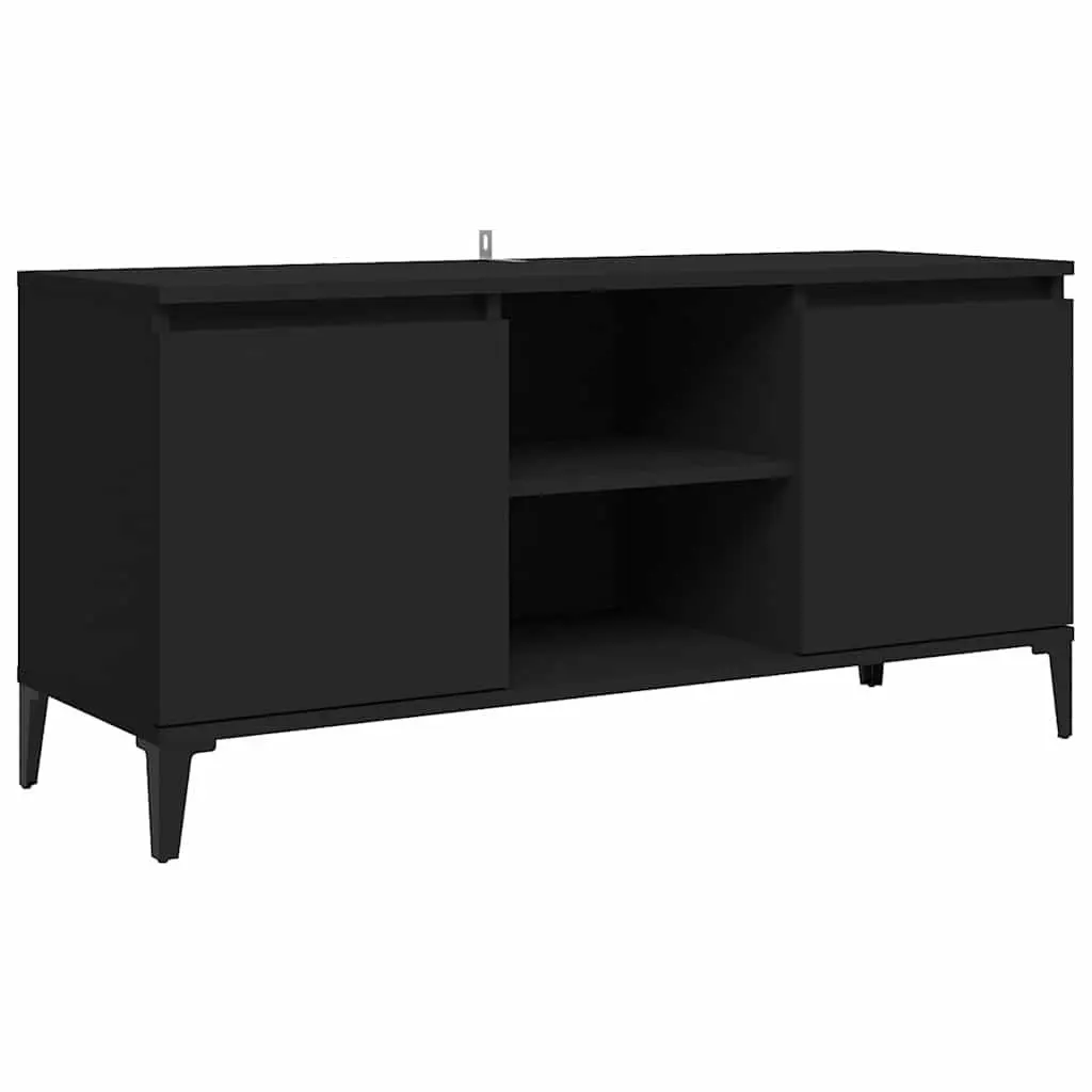 TV Cabinet Black Industrial Style 103.5cm Engineered Wood with Metal Legs