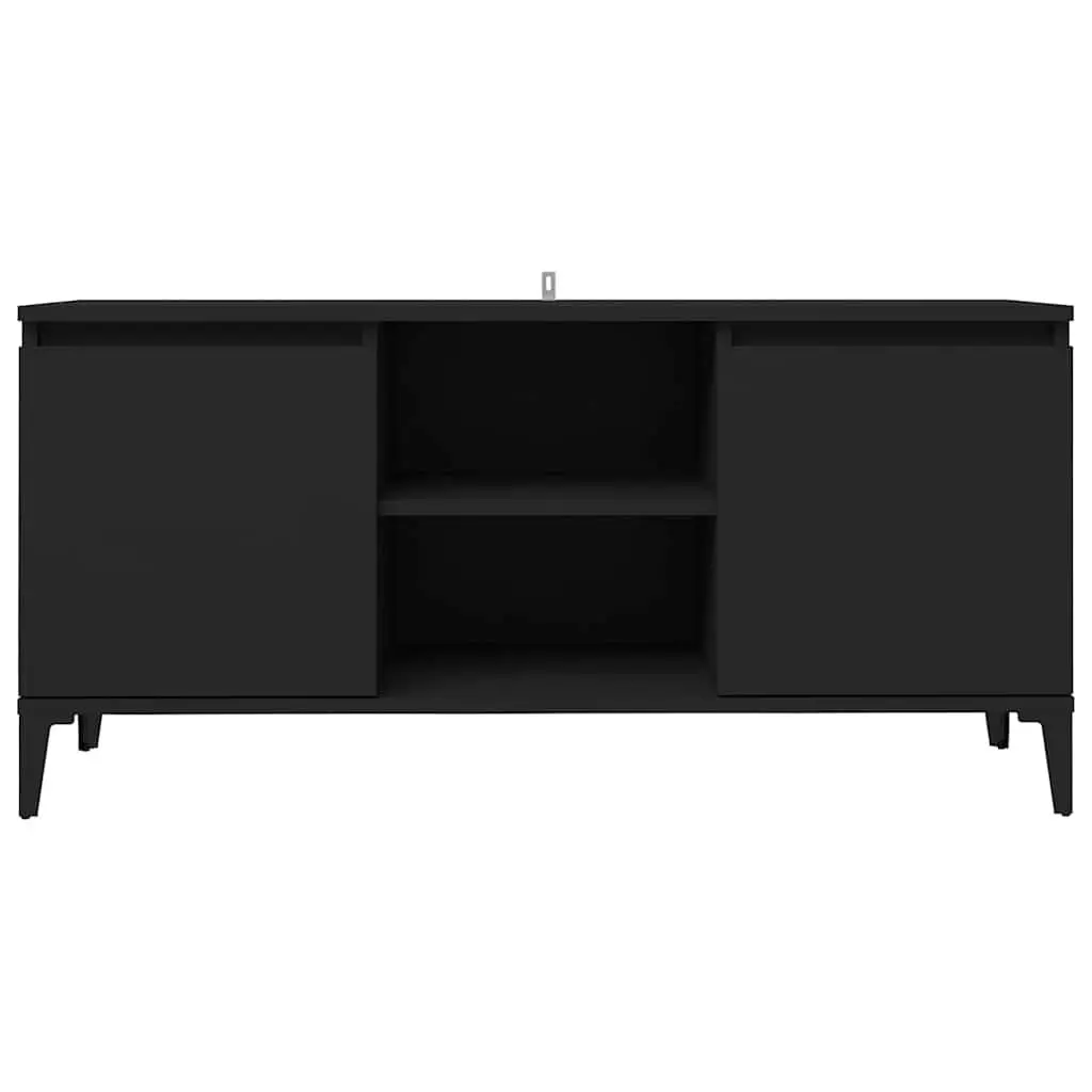 TV Cabinet Black Industrial Style 103.5cm Engineered Wood with Metal Legs