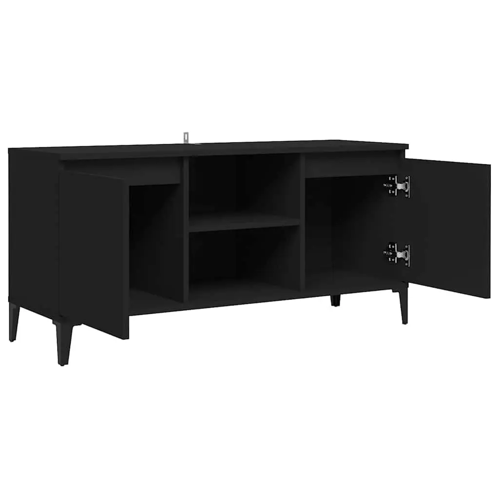 TV Cabinet Black Industrial Style 103.5cm Engineered Wood with Metal Legs