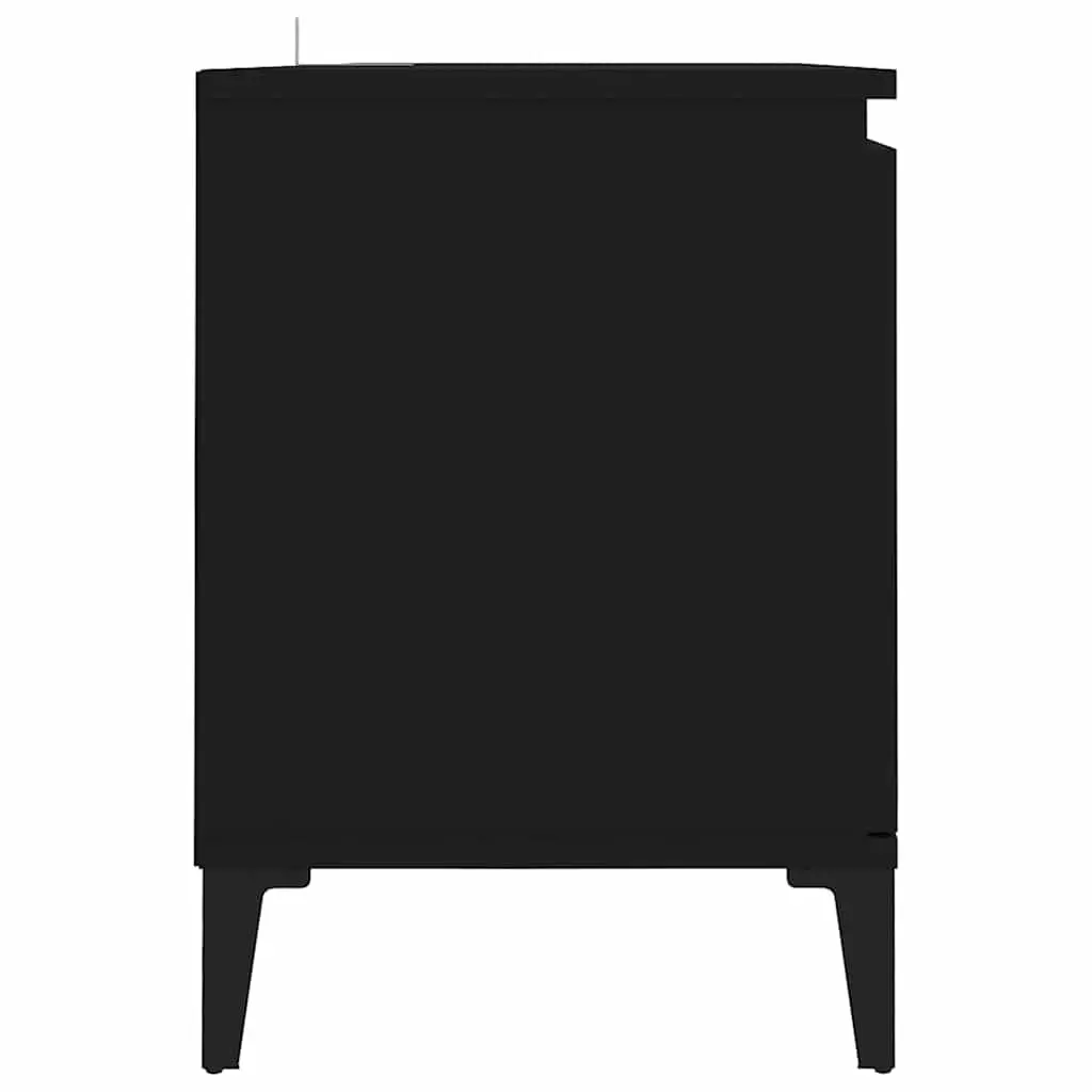 TV Cabinet Black Industrial Style 103.5cm Engineered Wood with Metal Legs