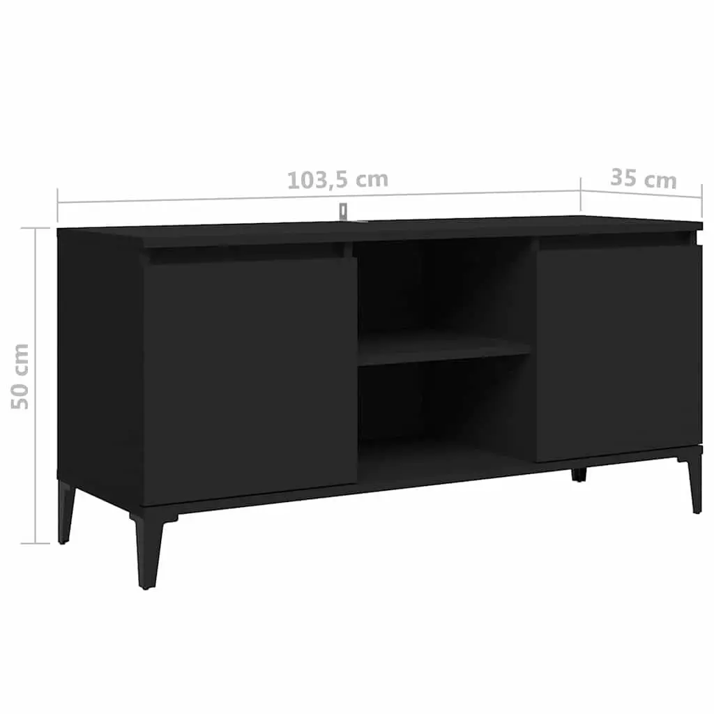 TV Cabinet Black Industrial Style 103.5cm Engineered Wood with Metal Legs