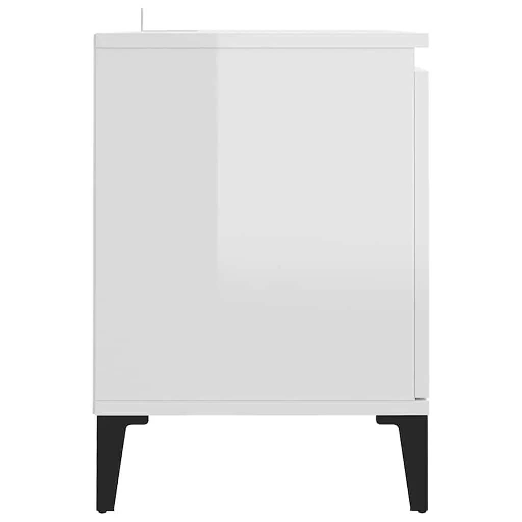 TV Cabinet High Gloss White Metal Legs Storage Unit 1035 x 350 x 500 mm