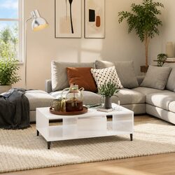 Stylish White High Gloss Coffee Table with Storage