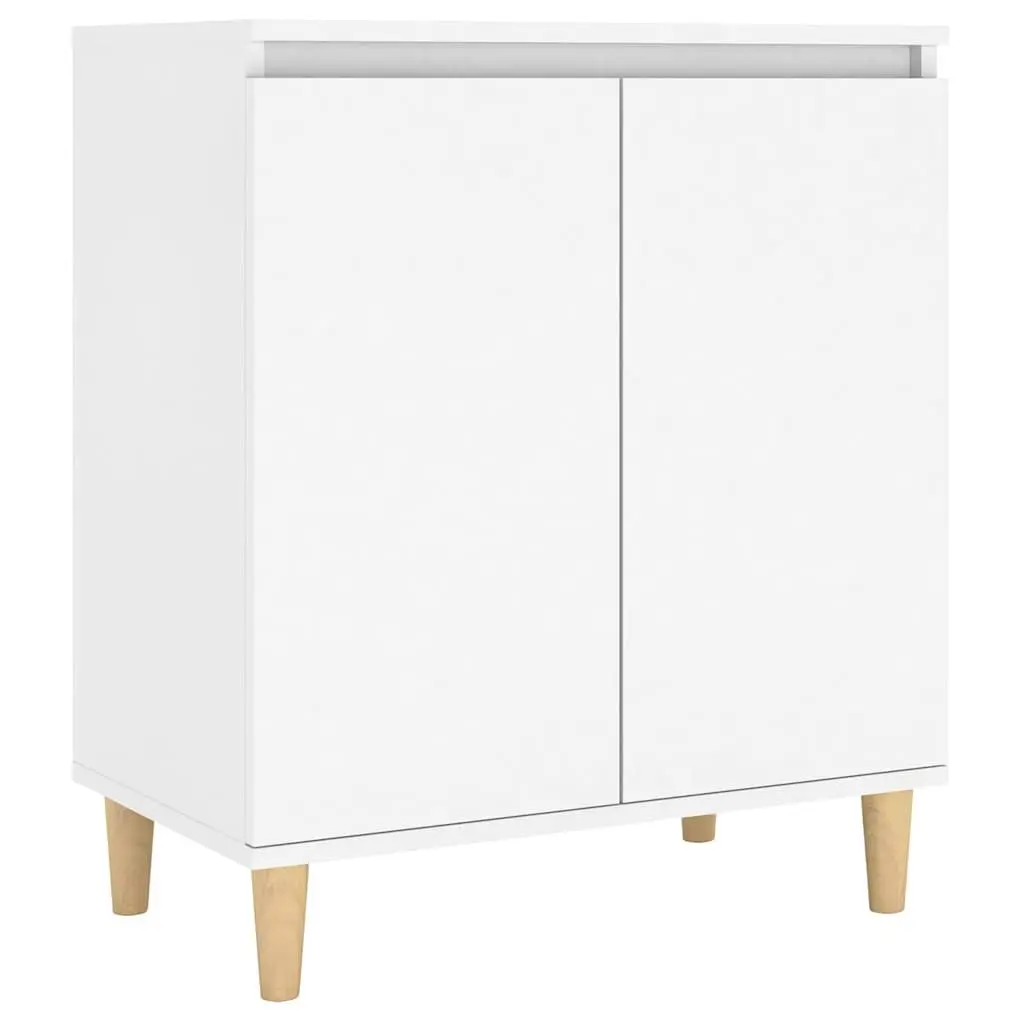 White Sideboard Storage Cabinet with Wood Legs 60x35x70cm