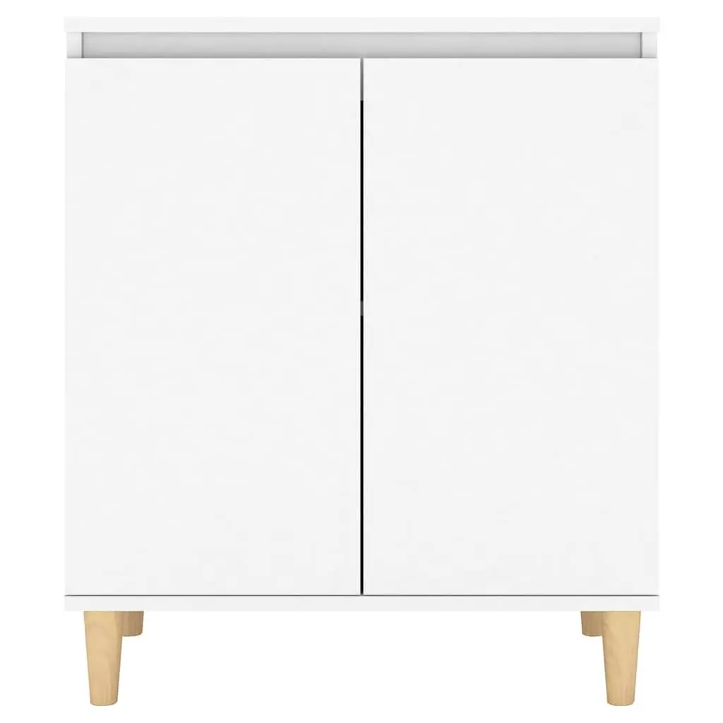White Sideboard Storage Cabinet with Wood Legs 60x35x70cm
