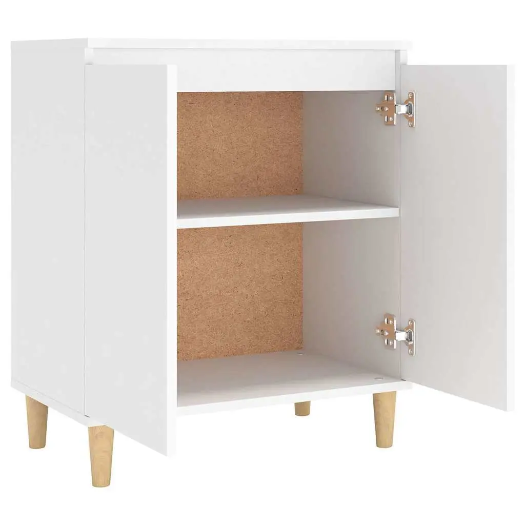 White Sideboard Storage Cabinet with Wood Legs 60x35x70cm