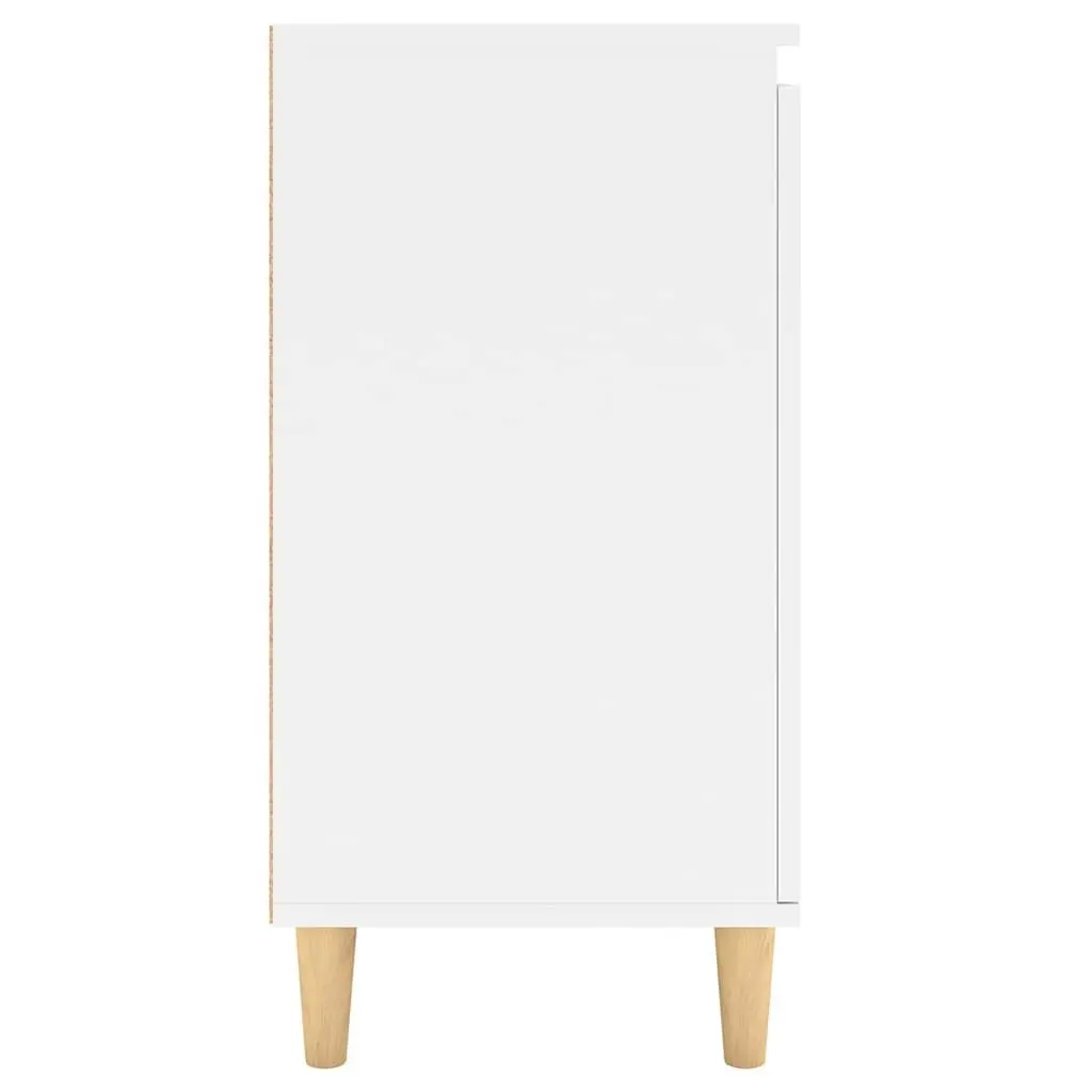 White Sideboard Storage Cabinet with Wood Legs 60x35x70cm