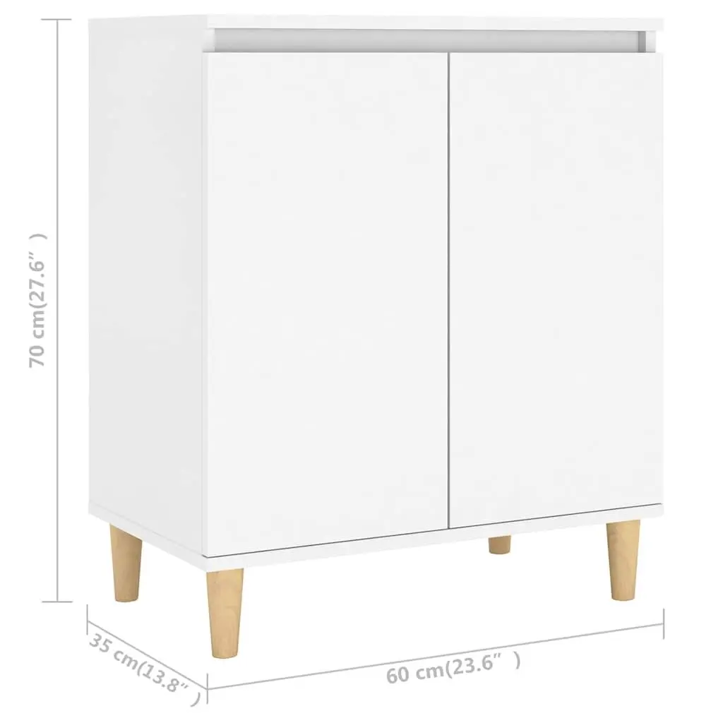 White Sideboard Storage Cabinet with Wood Legs 60x35x70cm