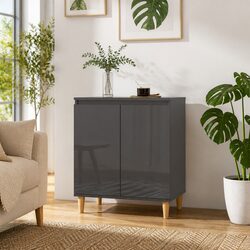 Elegant Grey Sideboard with Solid Wood Legs for Living Room