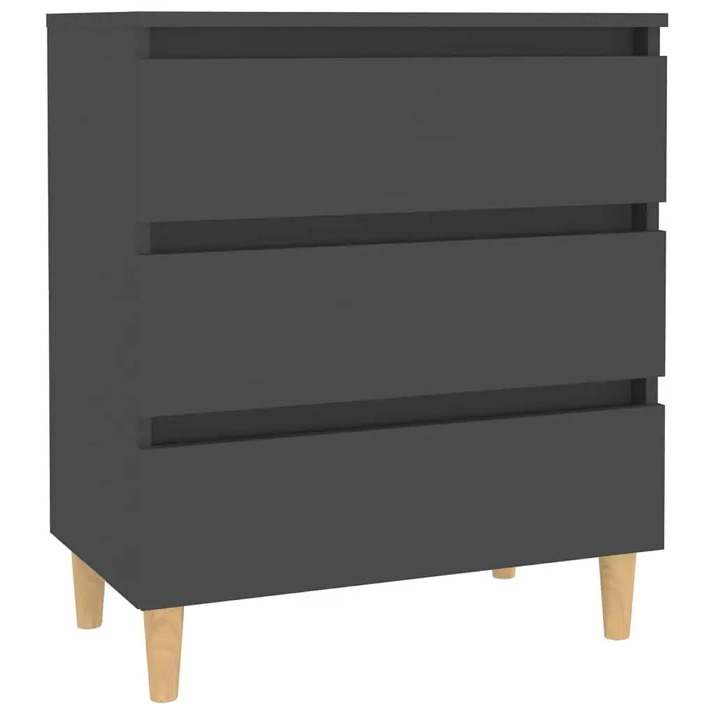 Sideboard Grey Scandinavian Style 3 Drawer Storage Cabinet Engineered Wood