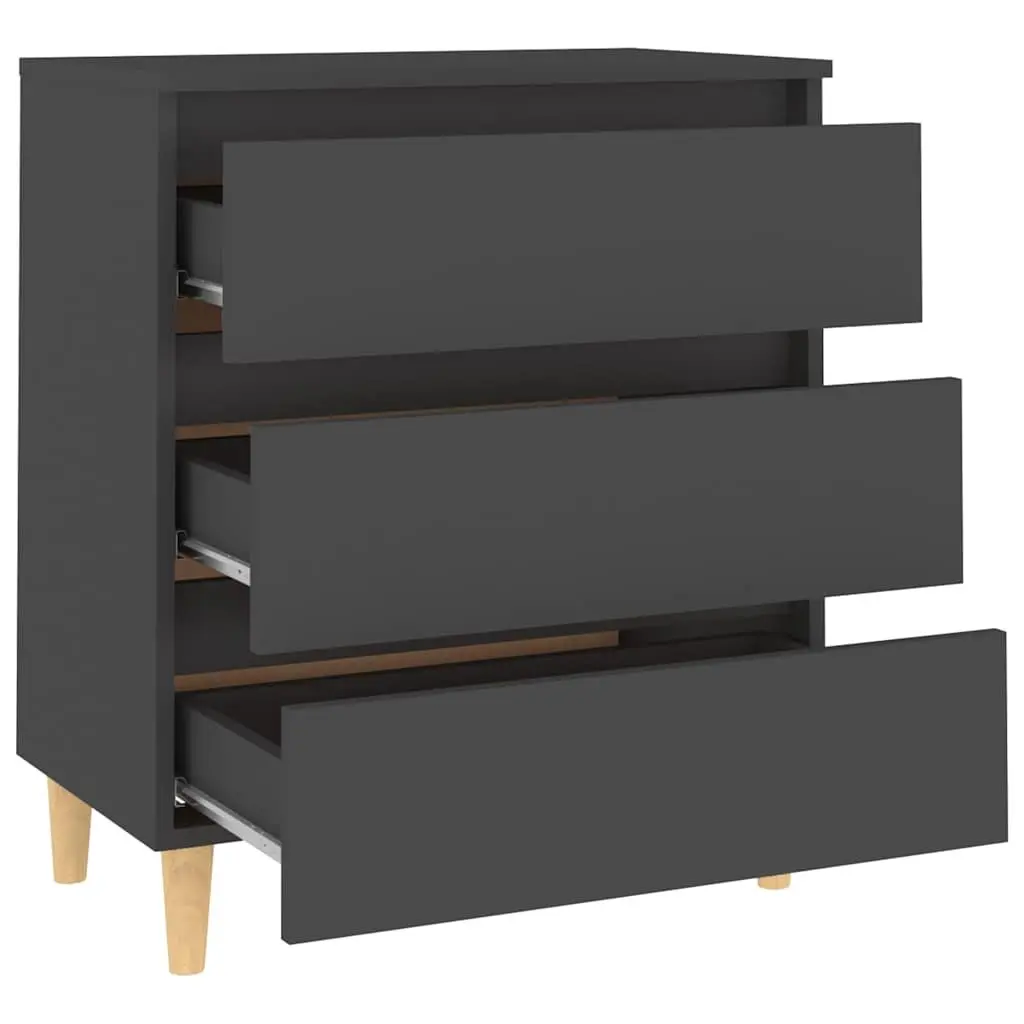 Sideboard Grey Scandinavian Style 3 Drawer Storage Cabinet Engineered Wood