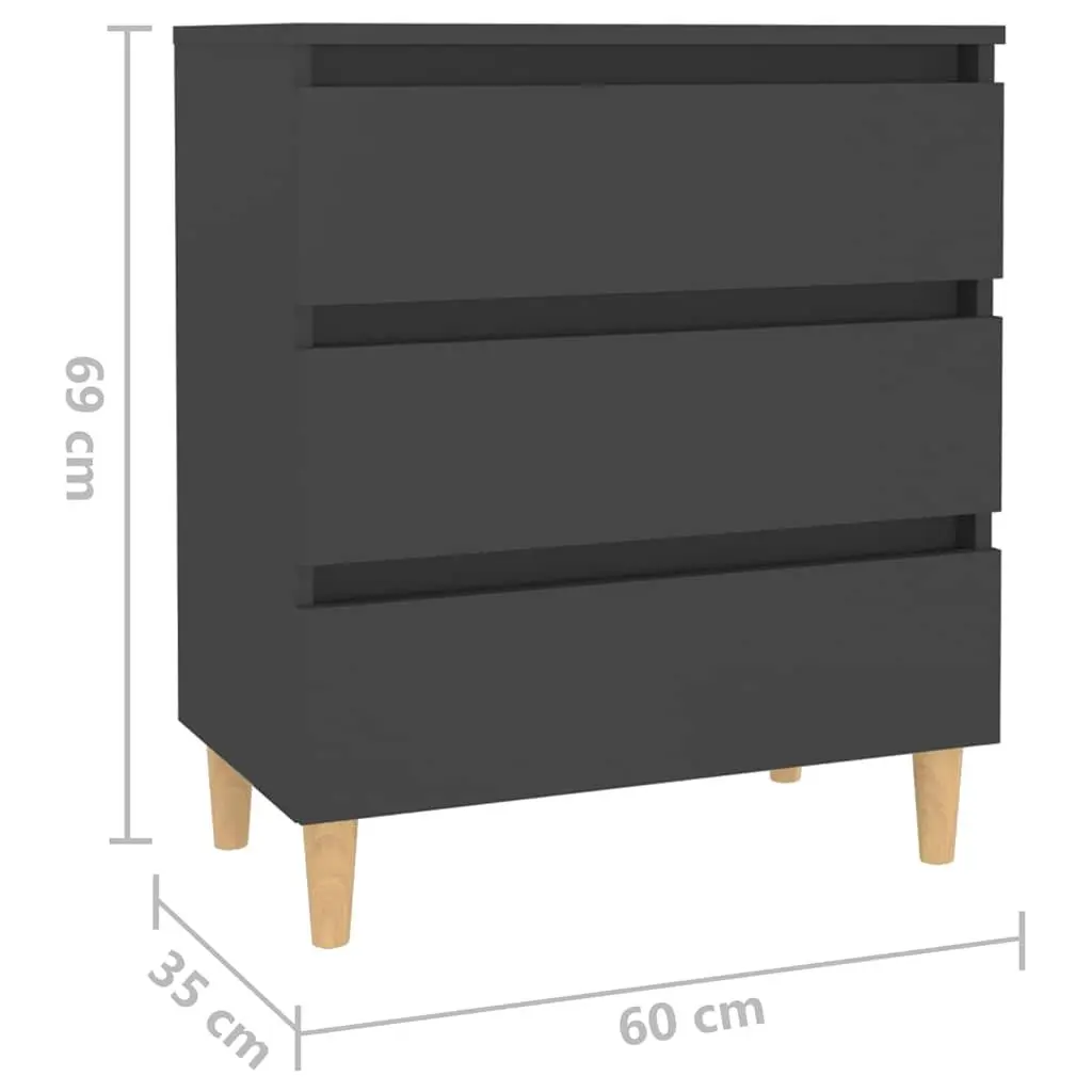 Sideboard Grey Scandinavian Style 3 Drawer Storage Cabinet Engineered Wood