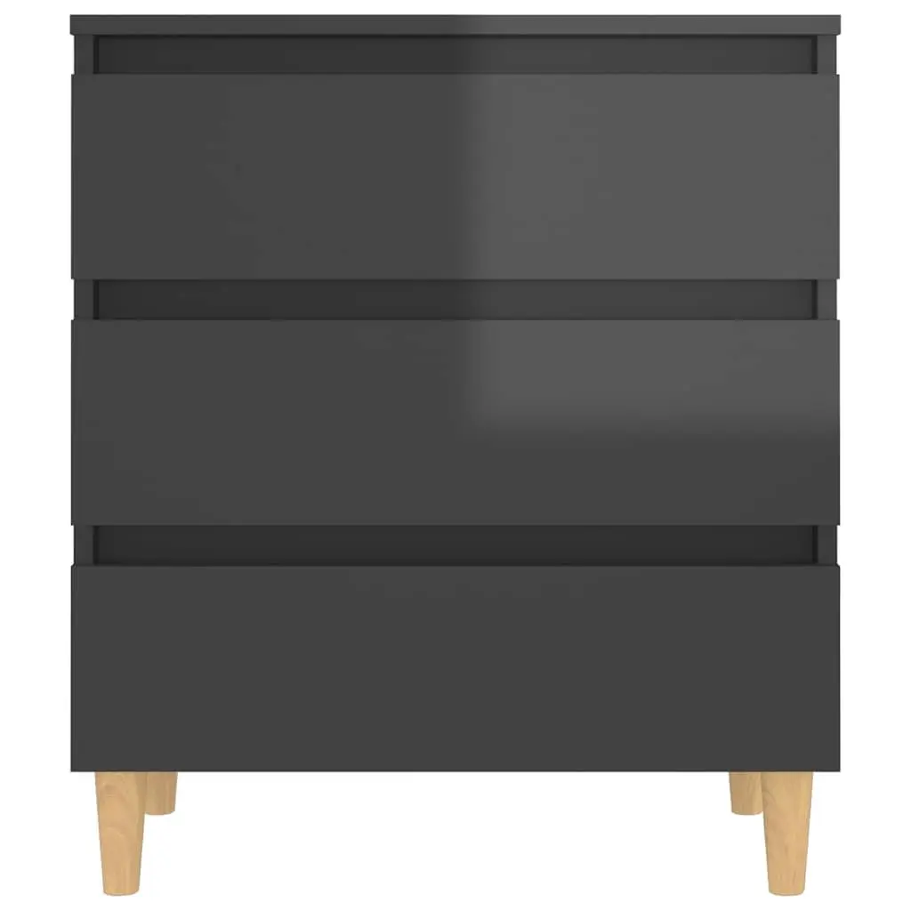 Sideboard Cabinet Grey High Gloss 3 Drawer Scandinavian Style Engineered Wood