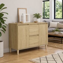 Elegant Brown Sideboard Cabinet with 2 Drawers and 2 Doors