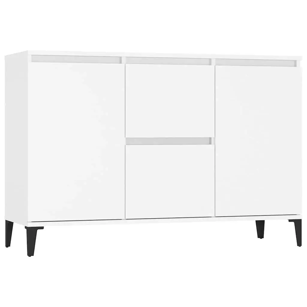 Sideboard Cabinet White Industrial 102x35x70cm Engineered Wood with Metal Legs