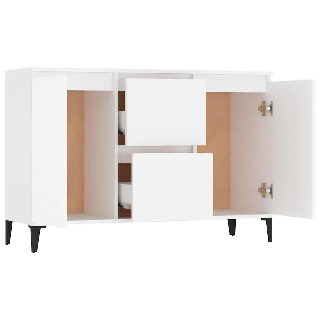 Sideboard Cabinet White Industrial 102x35x70cm Engineered Wood with Metal Legs