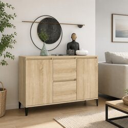 Brown Storage Cabinet with Drawers and Doors