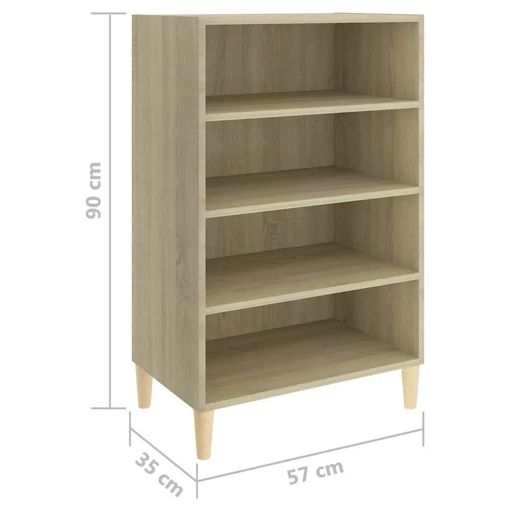 Sideboard Storage Cabinet Brown Engineered Wood 4 Shelves Living Room Furniture