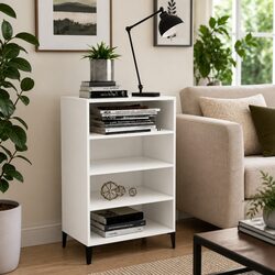 Charming White Sideboard Storage Cabinet with 4 Shelves
