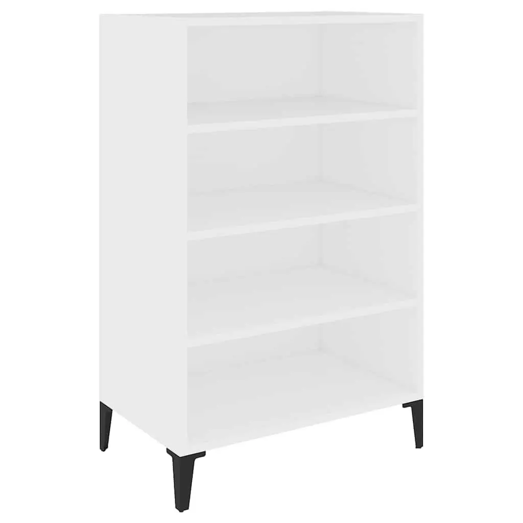 White Sideboard Storage Cabinet 4 Shelf Engineered Wood