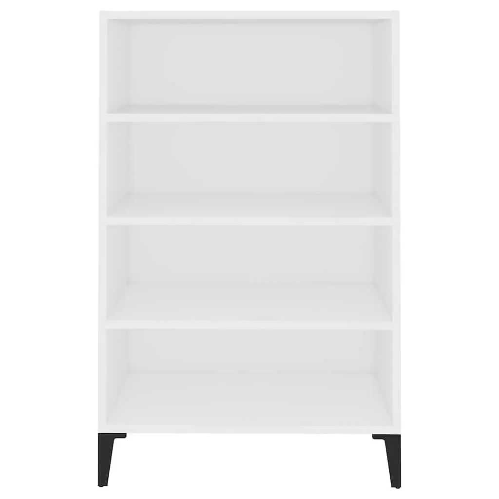 White Sideboard Storage Cabinet 4 Shelf Engineered Wood