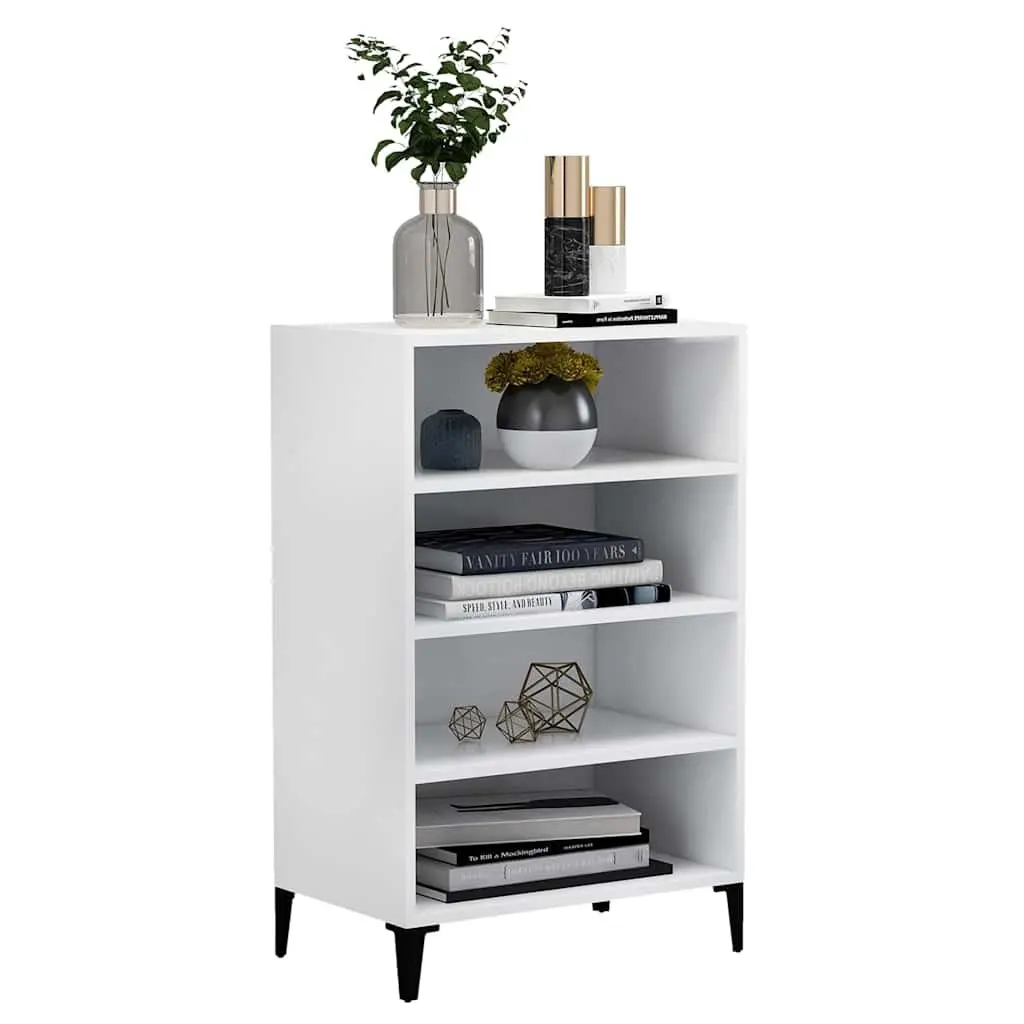 White Sideboard Storage Cabinet 4 Shelf Engineered Wood