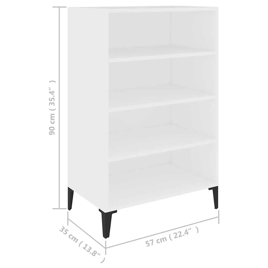 White Sideboard Storage Cabinet 4 Shelf Engineered Wood