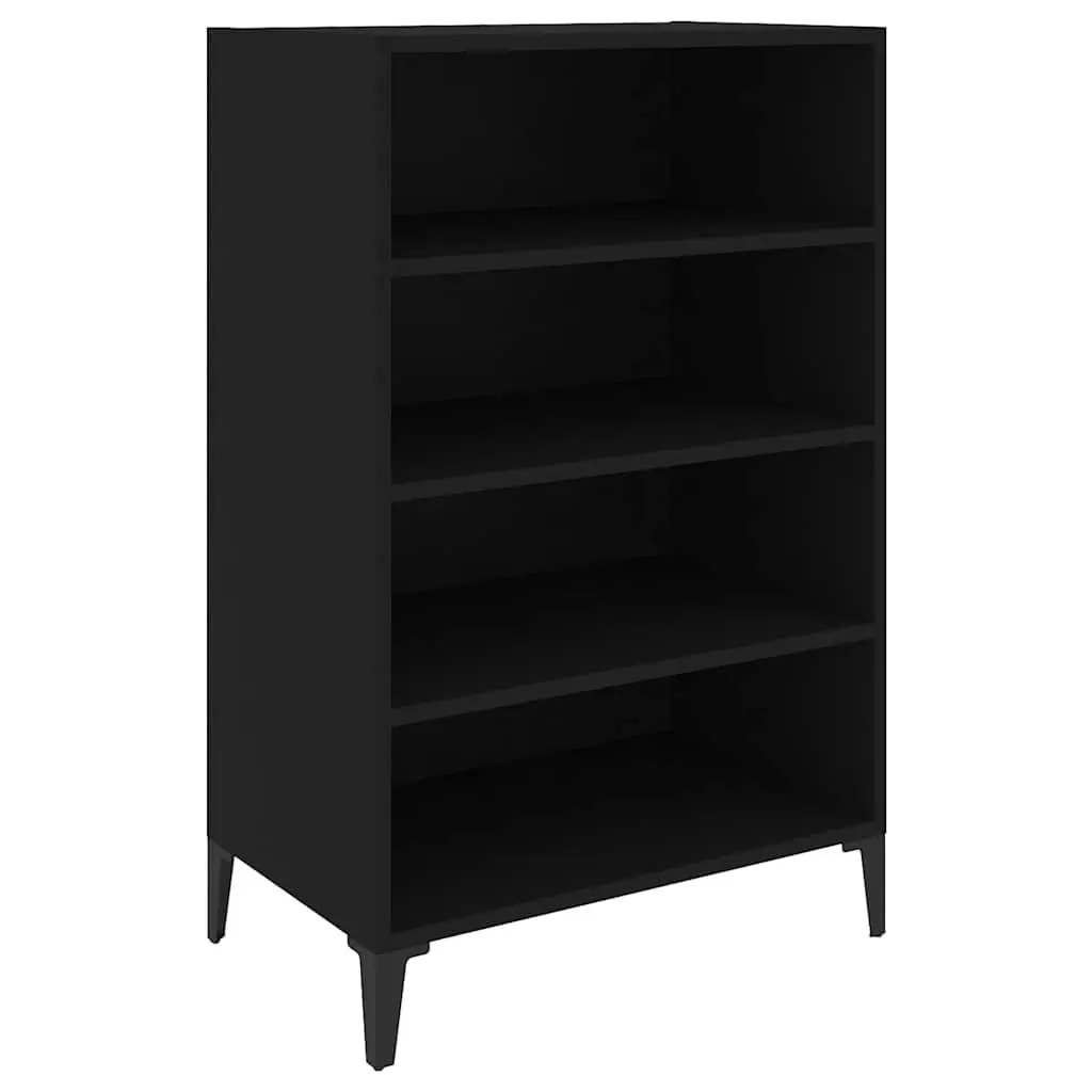 Black Sideboard Cabinet 4 Shelves Living Room Storage Engineered Wood