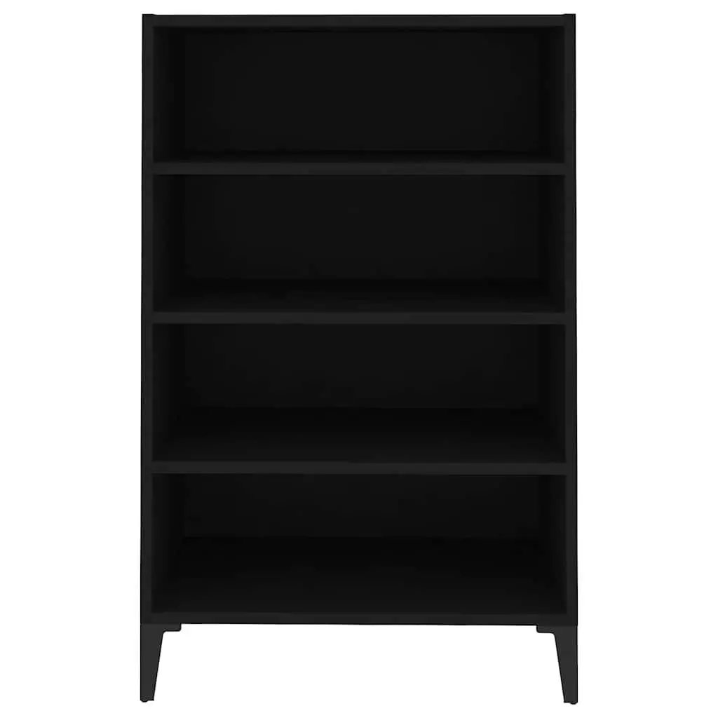 Black Sideboard Cabinet 4 Shelves Living Room Storage Engineered Wood