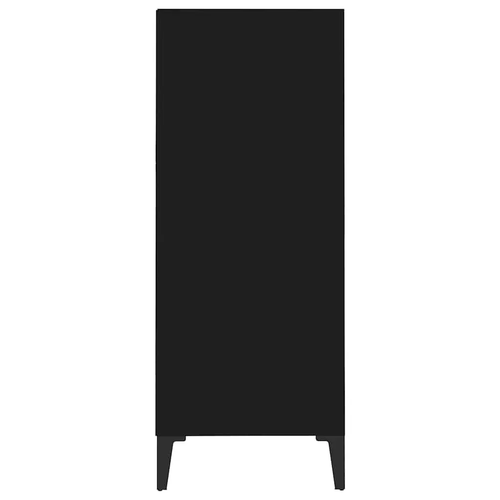 Black Sideboard Cabinet 4 Shelves Living Room Storage Engineered Wood