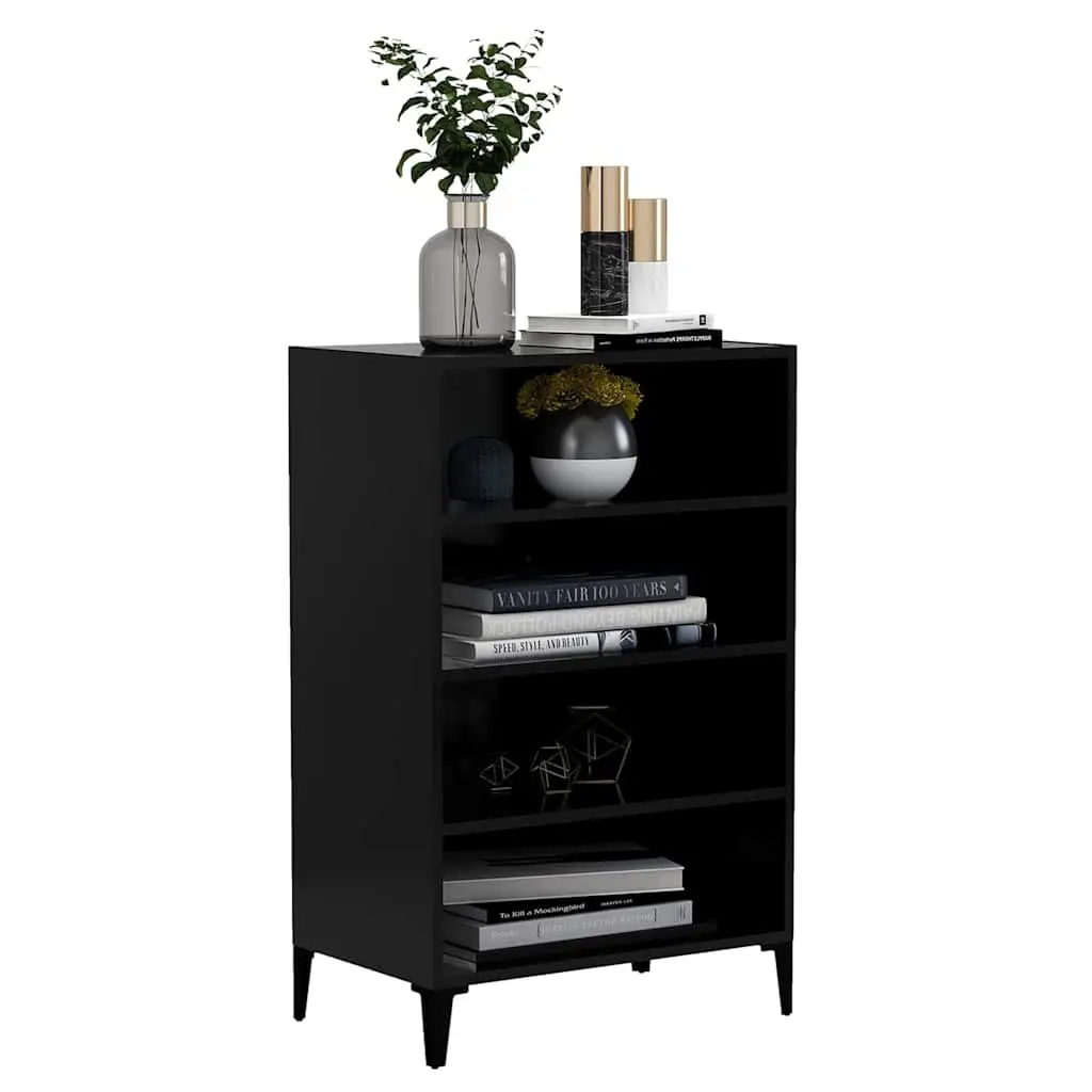 Black Sideboard Cabinet 4 Shelves Living Room Storage Engineered Wood