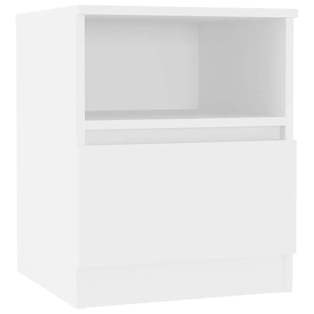 Bedside Table White 40x40x50cm Engineered Wood Nightstand Cabinet Drawer Shelf Storage Organizer