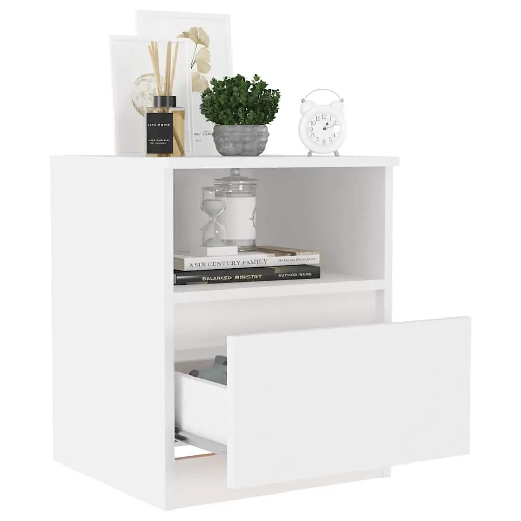 Bedside Table White 40x40x50cm Engineered Wood Nightstand Cabinet Drawer Shelf Storage Organizer