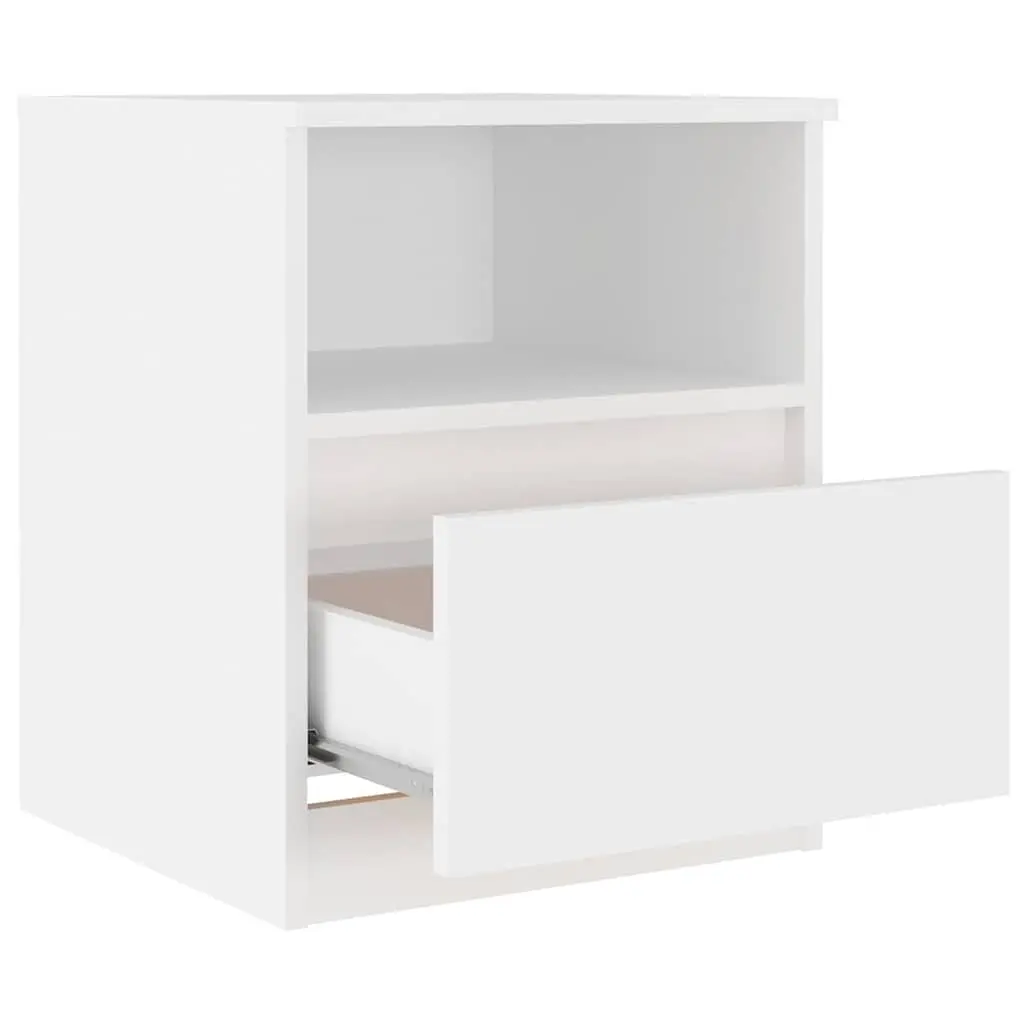 Bedside Table White 40x40x50cm Engineered Wood Nightstand Cabinet Drawer Shelf Storage Organizer