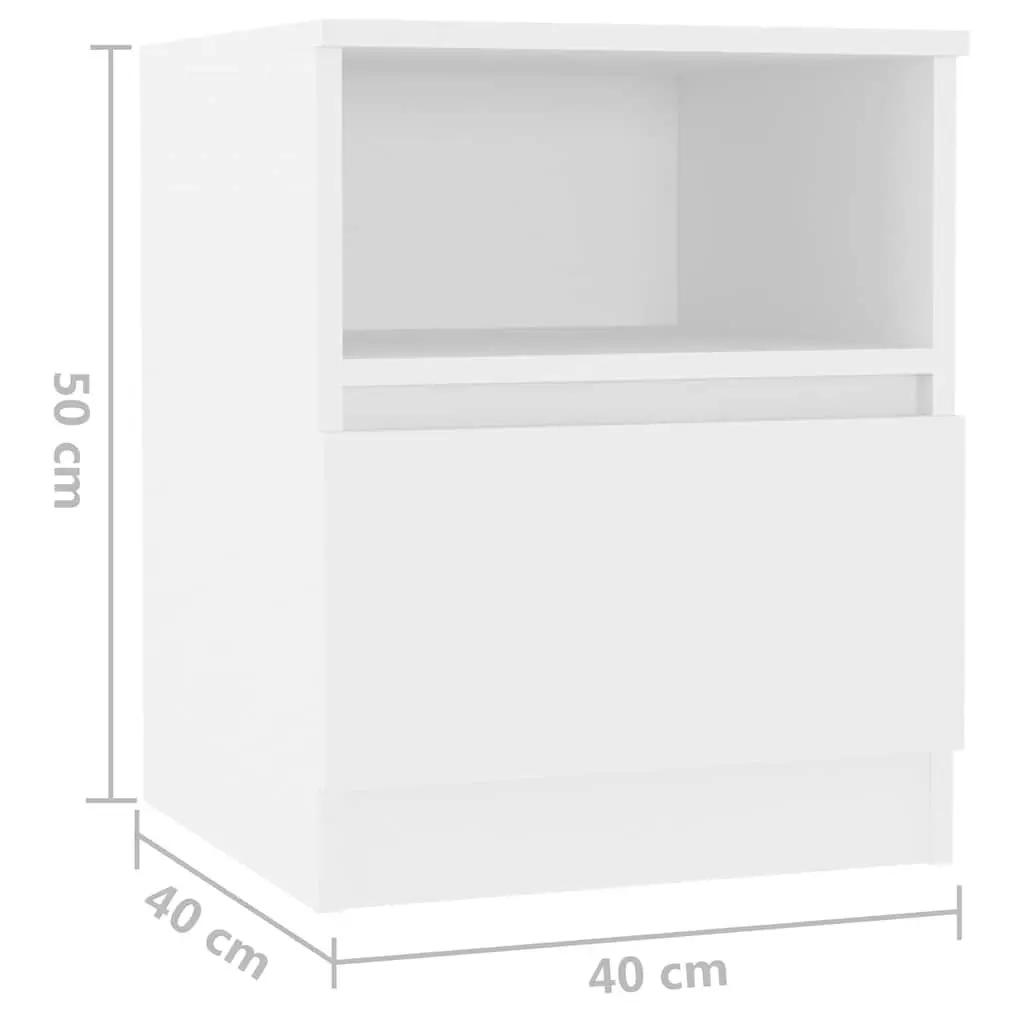 Bedside Table White 40x40x50cm Engineered Wood Nightstand Cabinet Drawer Shelf Storage Organizer