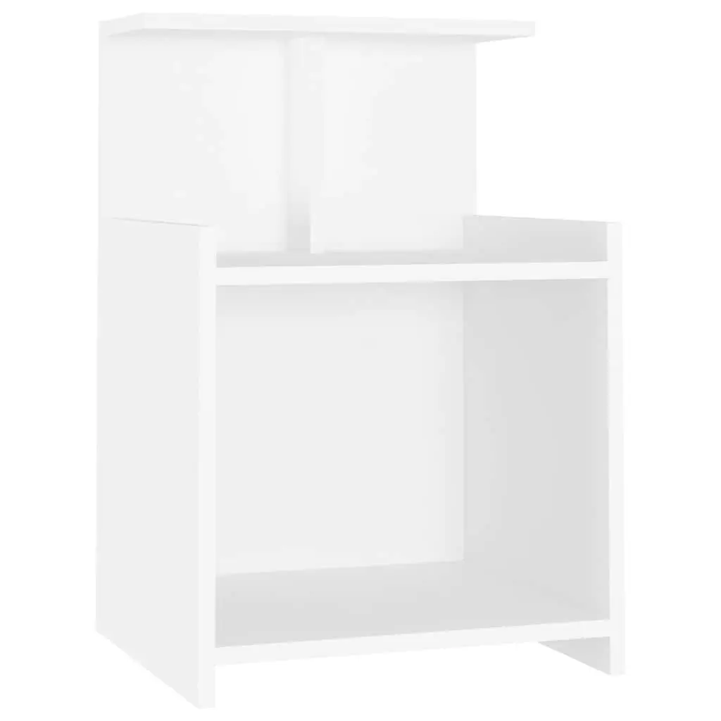 Bedside Tables White 2 Piece Nightstands 3 Open Shelves Engineered Wood