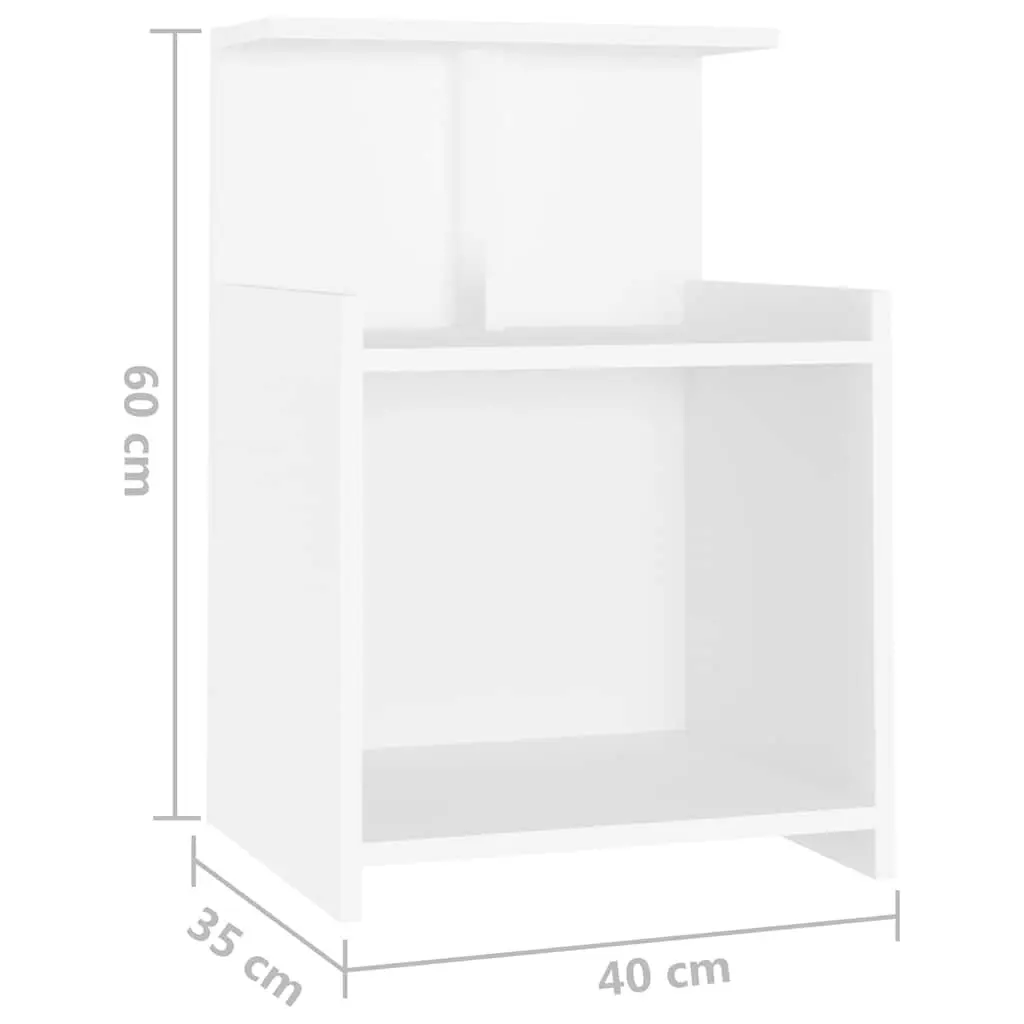 Bedside Tables White 2 Piece Nightstands 3 Open Shelves Engineered Wood