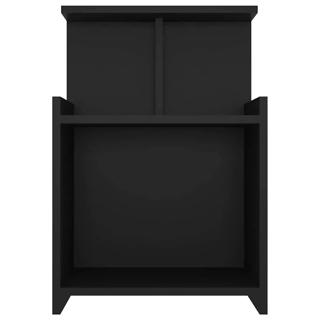Bedside Tables Black 2 Piece Nightstand Open Shelves Storage Engineered Wood