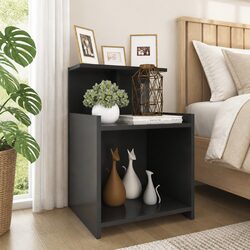 Grey Bedside Table with 3 Open Shelves, 40x35x60 cm