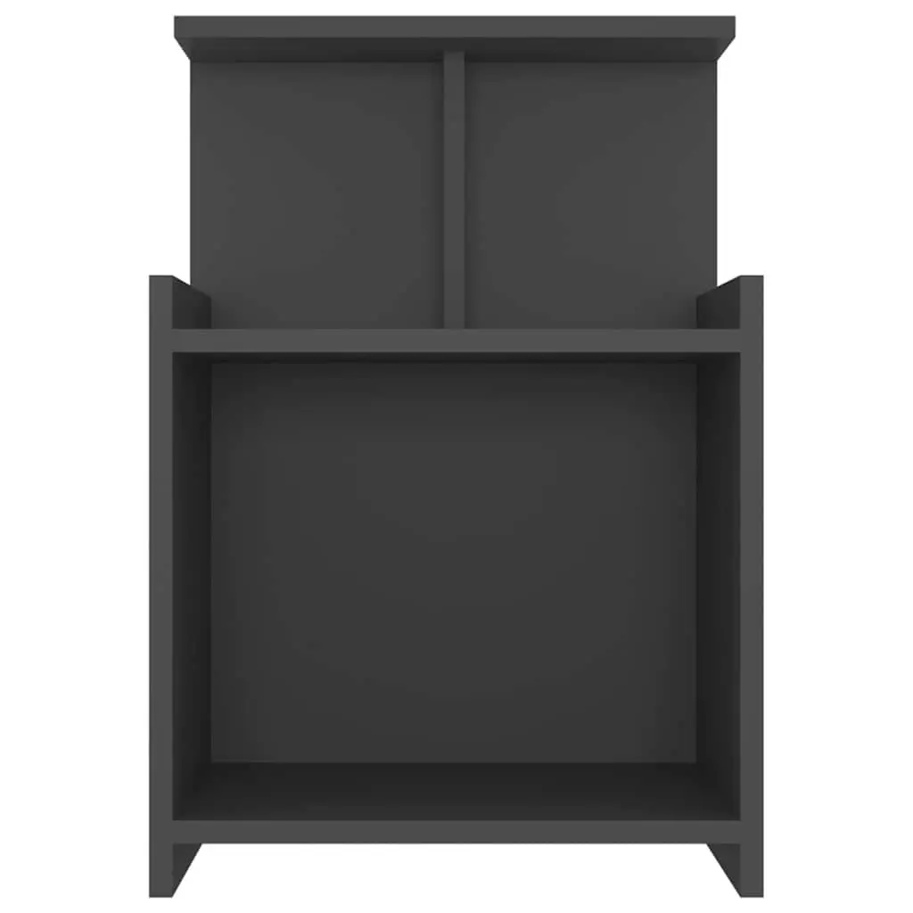 Bedside Table Grey 40x35x60cm Engineered Wood Nightstand with 3 Open Shelves