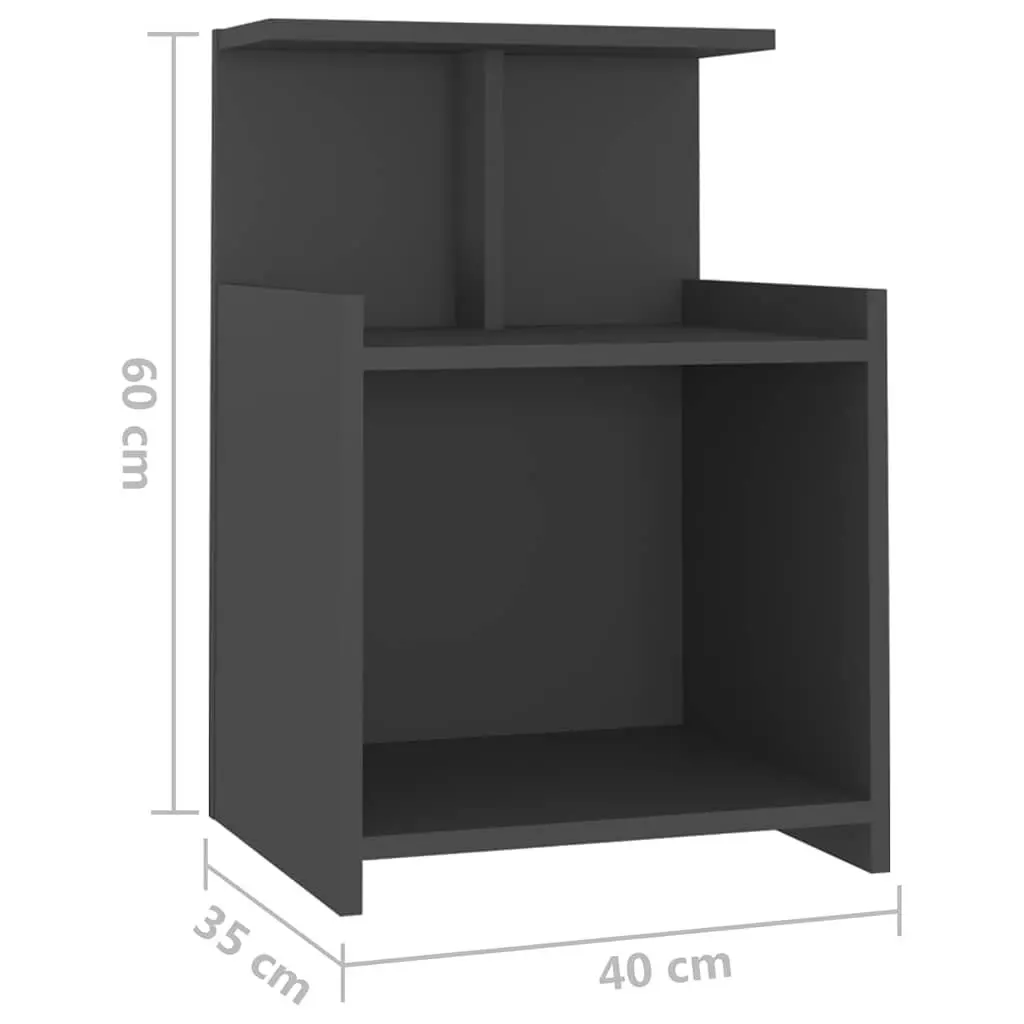Bedside Tables Grey 2 pcs Nightstands Open Shelves Storage Cabinet Engineered Wood