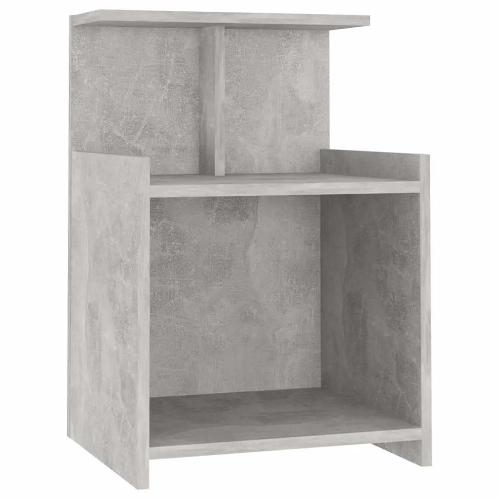 Bedside Table Grey 40x35x60cm Engineered Wood Open Shelves Storage Cabinet Nightstand