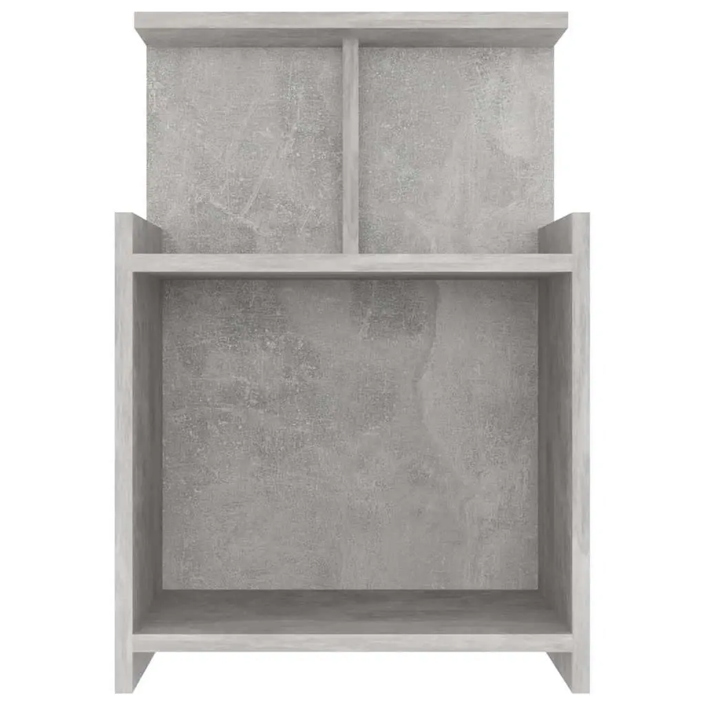 Bedside Table Grey 40x35x60cm Engineered Wood Open Shelves Storage Cabinet Nightstand