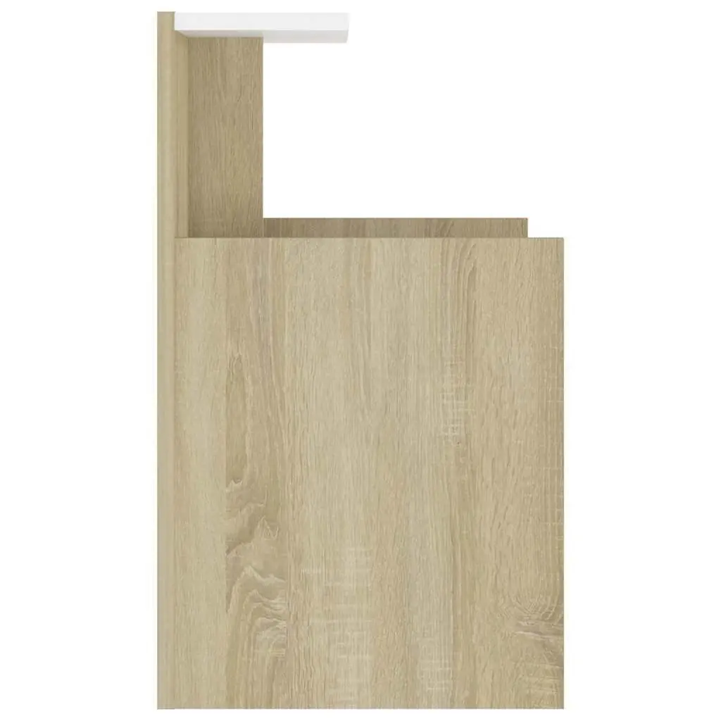 Bedside Table White Sonoma Oak 3 Open Shelves Engineered Wood