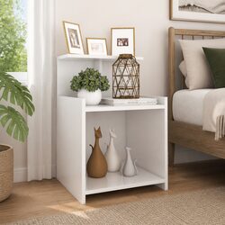 White High Gloss Bedside Table with 3 Open Shelves